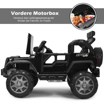 12V elektrické auto na baterie se 2 sedadly, 123 x 80 x 80 cm, černé