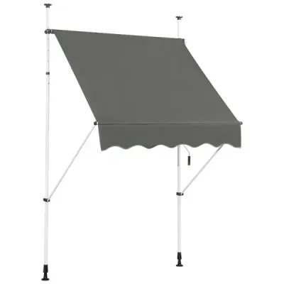 Stahovací sluneční stříška s klikou výškově nastavitelná markýza 150 x 120 cm Šedá