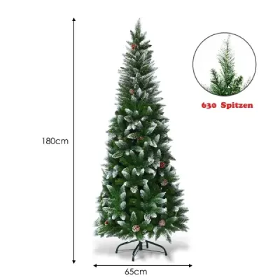 Zasněžený vánoční stromek s kovovým stojanem a 630 špičatými PVC jehlami 180 cm