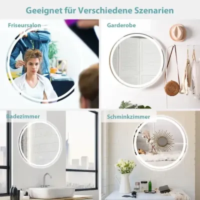 Kulaté koupelnové zrcadlo LED pro montáž na zeď 3000 K-6000 K ? 60 cm