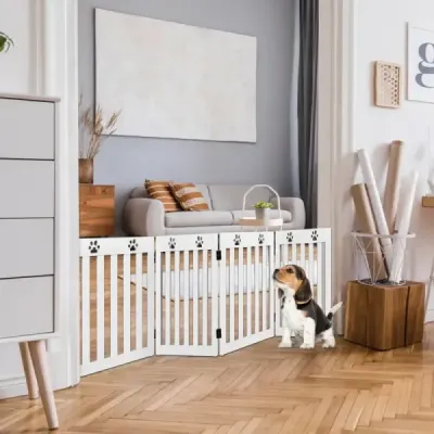 Zábrana Dog Guard Dřevěná sklápěcí schodišťová vrata vysoká 60 cm bílá