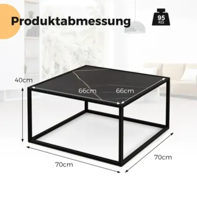 Konferenční stolek mramorový vzhled obdélníkový konferenční stolek s deskou z umělého mramoru 70 x 70 x 40 cm černý