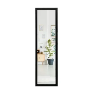 Obdélníkové zrcadlo s háčky na zavěšení na dveře 33x119cm černé