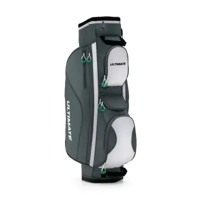 Lehká golfová taška se 14 přepážkami a ramenním popruhem a 7 kapsami na zip šedá