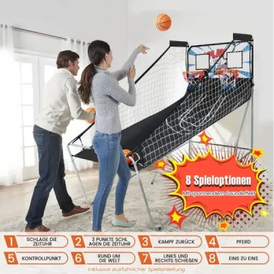 Basketbalový automat Skládací basketbalová arkádová hra se 2 koši Bílá