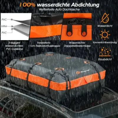 Vodotěsný střešní box o objemu 600 l pro všechna vozidla 132x100x43cm Black+Orange