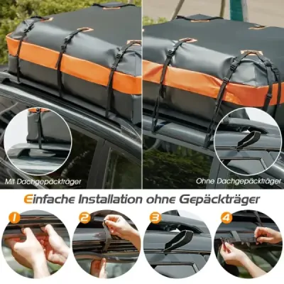 Vodotěsný střešní box o objemu 600 l pro všechna vozidla 132x100x43cm Black+Orange