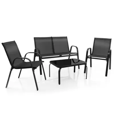 4-dílná sada nábytku na terasu Conversation Set s konferenčním stolkem 51 x 71 x 35 cm Grey