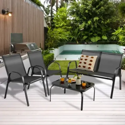 4-dílná sada nábytku na terasu Conversation Set s konferenčním stolkem 51 x 71 x 35 cm Grey