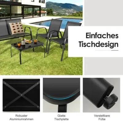 4-dílná sada nábytku na terasu Conversation Set s konferenčním stolkem 51 x 71 x 35 cm Grey