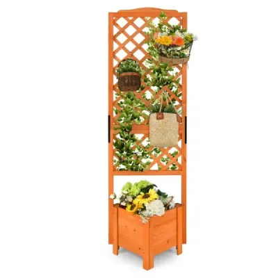 Zahradní box 180 cm vysoký s mřížkou oranžový
