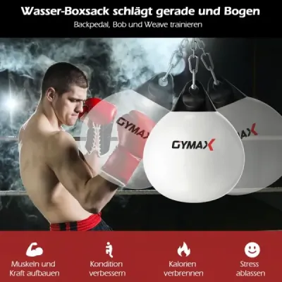 ?45 cm Boxovací pytel s vodou 50 kg Boxovací pytel s nastavitelným kovovým řetězem Bílý