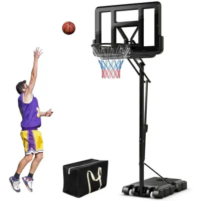 Basketbalový stojan 245-305 cm výškově nastavitelný basketbalový koš se stojanem černý