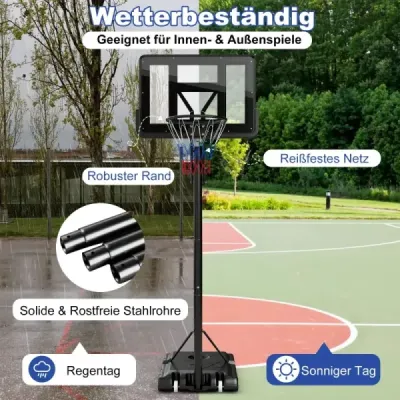 Basketbalový stojan 245-305 cm výškově nastavitelný basketbalový koš se stojanem černý