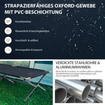 Skládací kempinková postel XXL 214,5 x 106 cm s boční kapsou