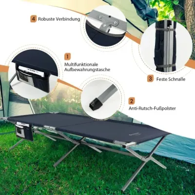 Skládací kempinková postel XXL 214,5 x 106 cm s boční kapsou