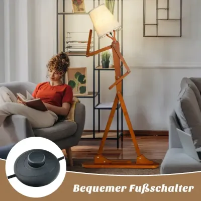 160 cm vysoká dřevěná stojací lampa Dekorativní humanoidní rohová lampa příroda