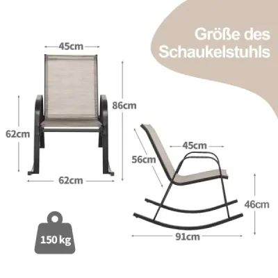 Sada 2 houpacích křesel s prodyšným látkovým sedátkem Ergonomická houpačka hnědá + černá