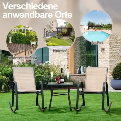Sada 2 houpacích křesel s prodyšným látkovým sedátkem Ergonomická houpačka hnědá + černá
