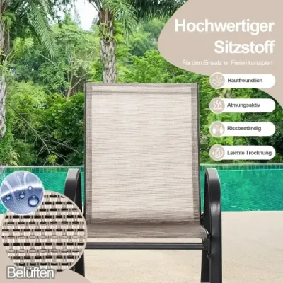 Sada 2 houpacích křesel s prodyšným látkovým sedátkem Ergonomická houpačka hnědá + černá