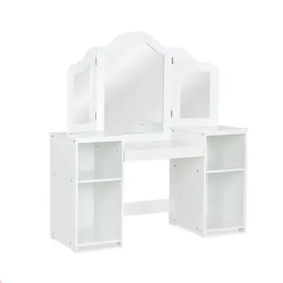 Dětský toaletní stolek 2 v 1 Psací stůl se zrcadlem 107 × 40 × 117 cm Bílý
