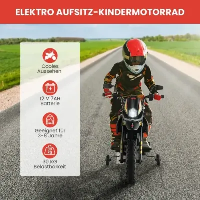 12V dětská elektrická motorka s tréninkovými koly Aprilia Licencovaná elektrická motorka černá