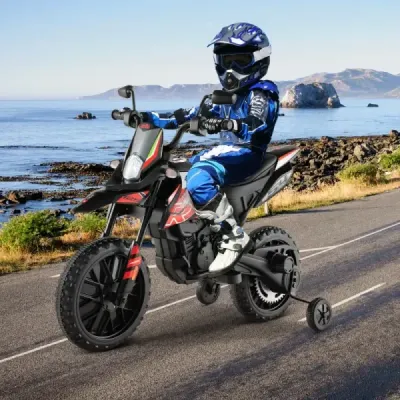 12V dětská elektrická motorka s tréninkovými koly Aprilia Licencovaná elektrická motorka černá