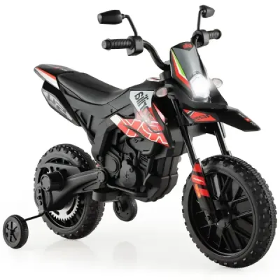 12V dětská elektrická motorka s tréninkovými koly Aprilia Licencovaná elektrická motorka černá