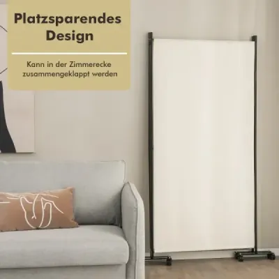180 cm dělící paravan na kolečkách Sklopný paravan se 3 volně kombinovatelnými panely Béžová
