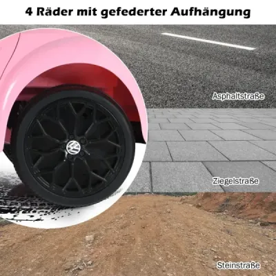 Dětské autíčko VW Beetle s hudbou a 2 režimy osvětlení včetně dálkového ovládání 2.4G růžová