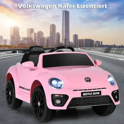 Dětské autíčko VW Beetle s hudbou a 2 režimy osvětlení včetně dálkového ovládání 2.4G růžová