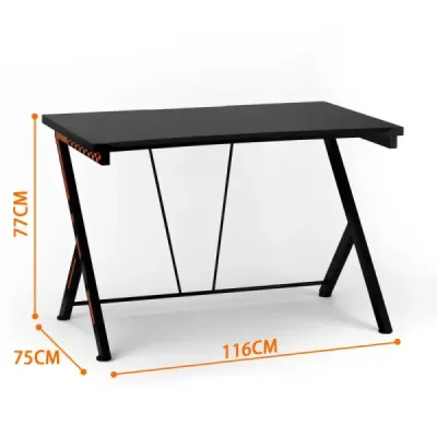 116 cm herní stůl s ergonomickým designem 116 x 75 x 77 cm černý