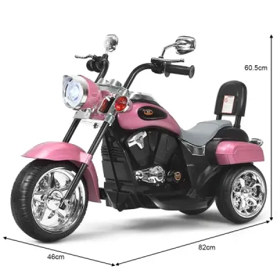 6 V elektrická motorka Motorka na baterie s hudbou 91 x 48 x 64 cm růžová