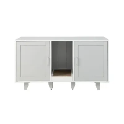 Skříňka pro kočky na odpadkový koš se 2 dvířky a škrábací deskou a vchodem 120 x 52 x 65 cm Šedá
