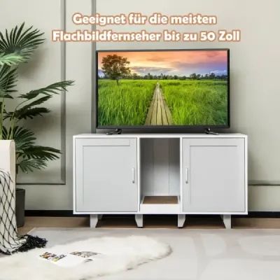 Skříňka pro kočky na odpadkový koš se 2 dvířky a škrábací deskou a vchodem 120 x 52 x 65 cm Šedá