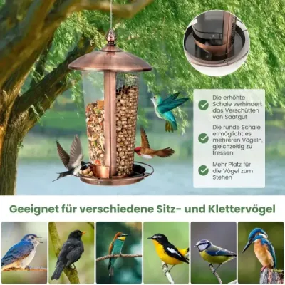 Závěsné krmítko 2 v 1 pro volně žijící ptáky 16 x 28 cm bronz