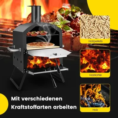 2-vrstvá kamna na pizzu s grilovacím stojanem a kamenem na pizzu a lopatou na pizzu a vodotěsným krytem