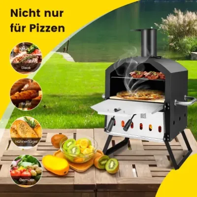 2-vrstvá kamna na pizzu s grilovacím stojanem a kamenem na pizzu a lopatou na pizzu a vodotěsným krytem