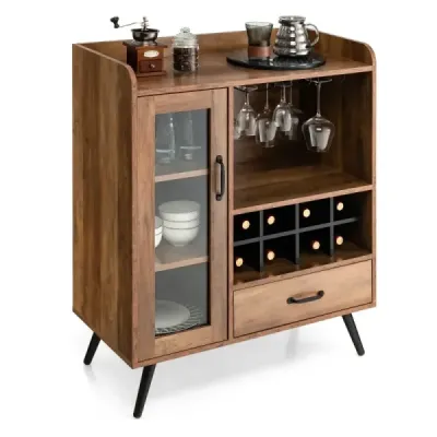Vinotéka pro domácí lihoviny Skříňka s dvířky a zásuvkou 80 x 40 x 95 cm Natural