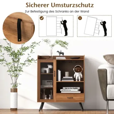 Vinotéka pro domácí lihoviny Skříňka s dvířky a zásuvkou 80 x 40 x 95 cm Natural