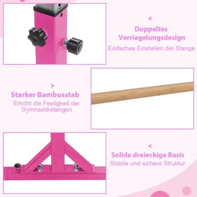 Gymnastické tyče hrazdy gymnastické tyče s nastavitelnou šířkou 250 x 132 x 140 cm růžová