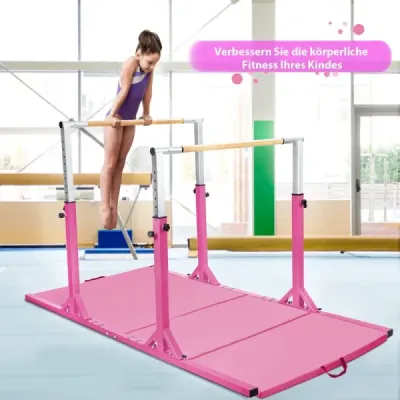 Gymnastické tyče hrazdy gymnastické tyče s nastavitelnou šířkou 250 x 132 x 140 cm růžová