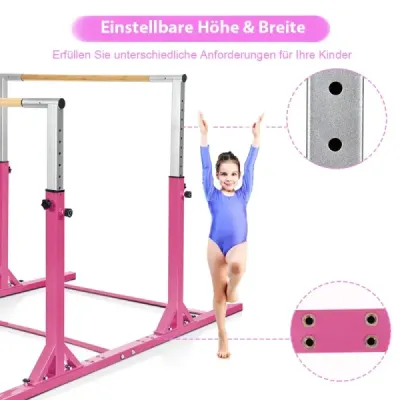 Gymnastické tyče hrazdy gymnastické tyče s nastavitelnou šířkou 250 x 132 x 140 cm růžová