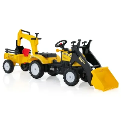 3 v 1 dětský buldozer s bagrem a 6 koly 178 x 42 x 60 cm žlutý
