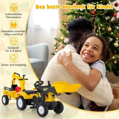 3 v 1 dětský buldozer s bagrem a 6 koly 178 x 42 x 60 cm žlutý