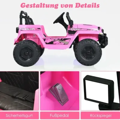 Dětský nákladní automobil Elektrický vůz na baterie se 2 sedadly 114 x 78 x 67 cm Růžová