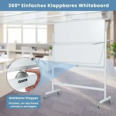 Oboustranná mobilní tabule s mřížkovým vzorem, stojanem a zásobníkem na pera 120 x 90 cm černá