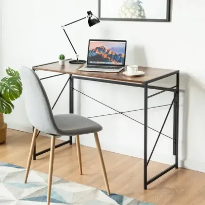 Skládací počítačový stůl Pracovní stůl s kovovým rámem Stůl na notebook s nosností do 115 kg 100 x 50 x 75 cm Rustikální hnědá