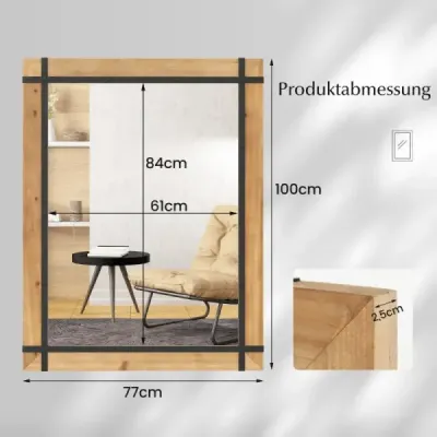 Dekorativní závěsné zrcadlo na zeď Zrcadlo ve stylu farmy 77 x 99,5 cm Příroda
