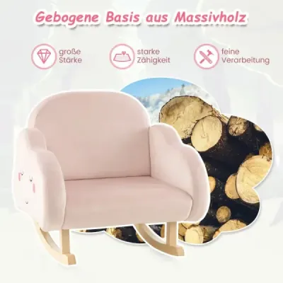 Dětské křeslo s nohama z masivního dřeva Polstrovaná dětská pohovka houpací křeslo Pink Clouds